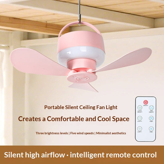 Smart Remote-controlled Rechargeable Mini Ceiling Fan Night Light