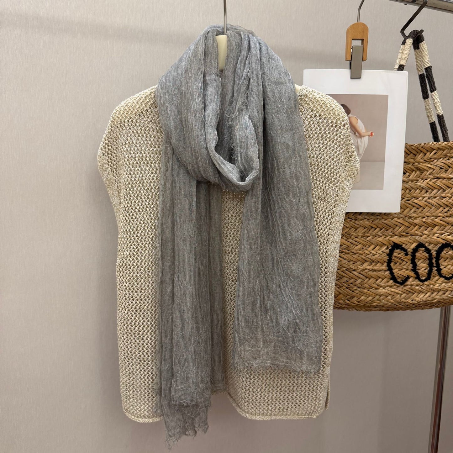 New-style Distressed Pleated Cotton-linen Warm Scarf