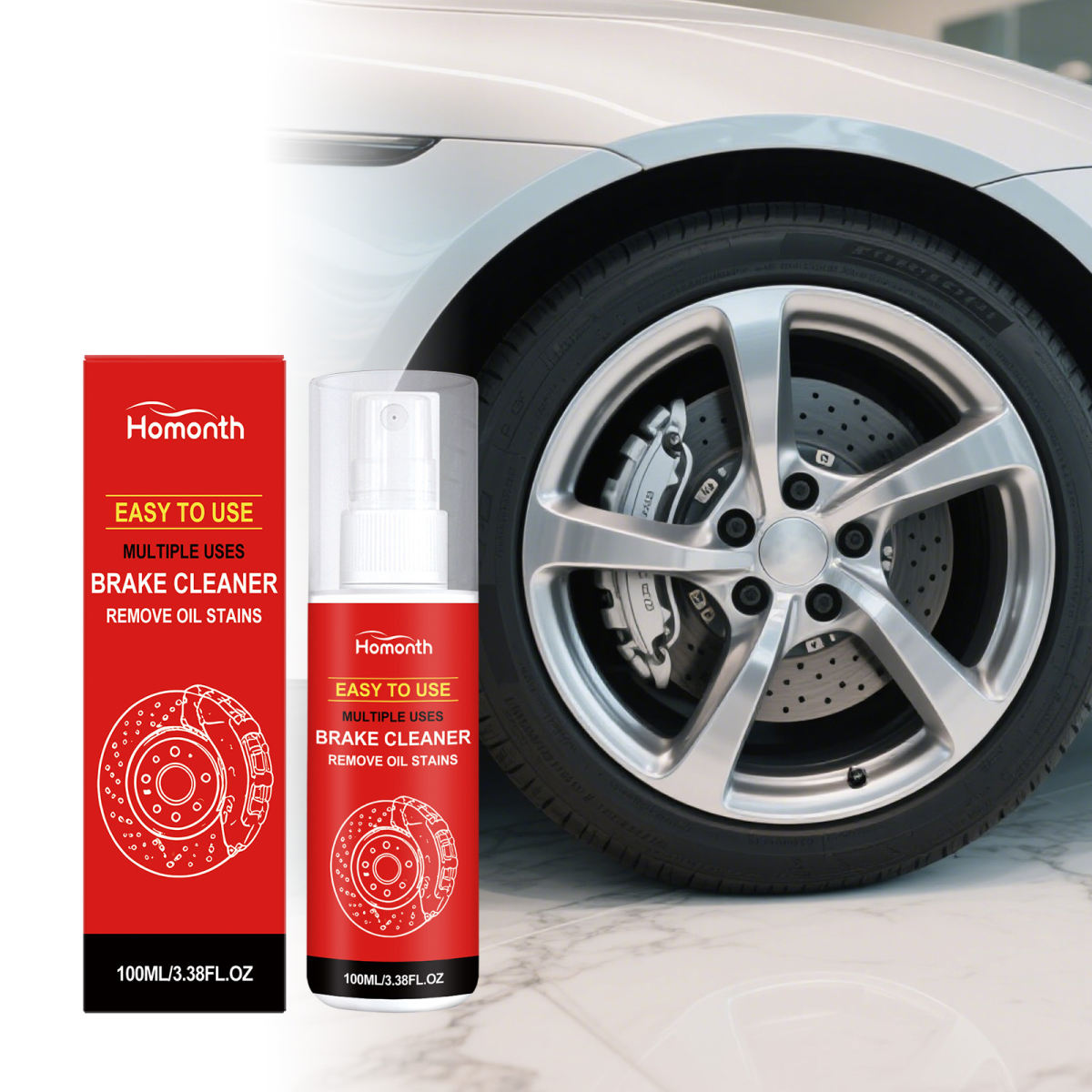 HOMONTH Car Brake Cleaner - Daily Car Brake Disc Cleaning, Gentle Formula, Care And Stain Remover