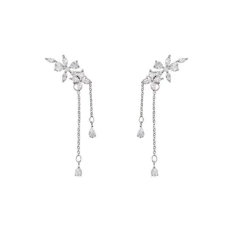 Korean-style Minimalist Flower-shaped Versatile Tassel Earrings For Women