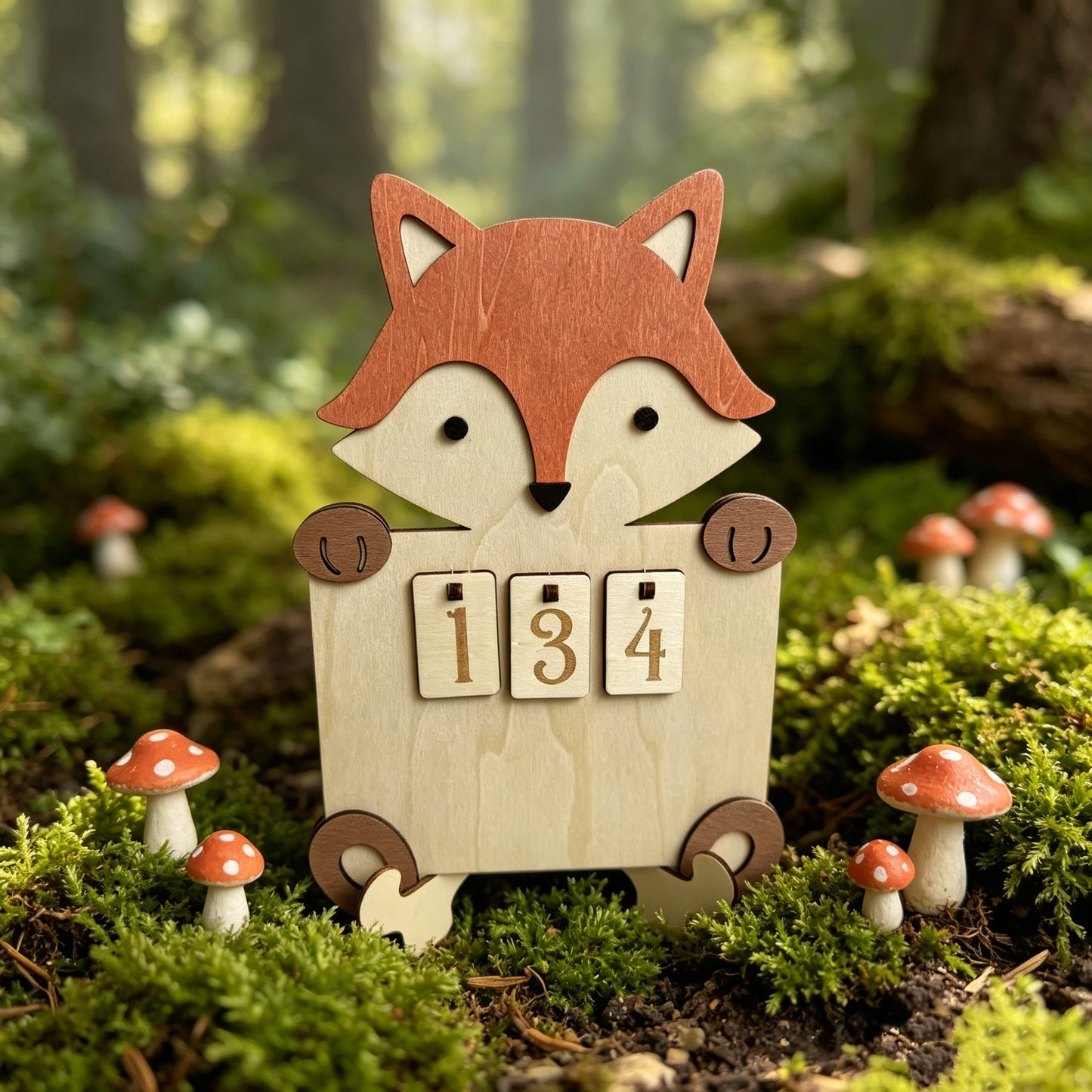 Wooden Animal Reading Tracker Calendar Bear Fox Lion Kids Reading Journey Counting Sign Nursery Decor