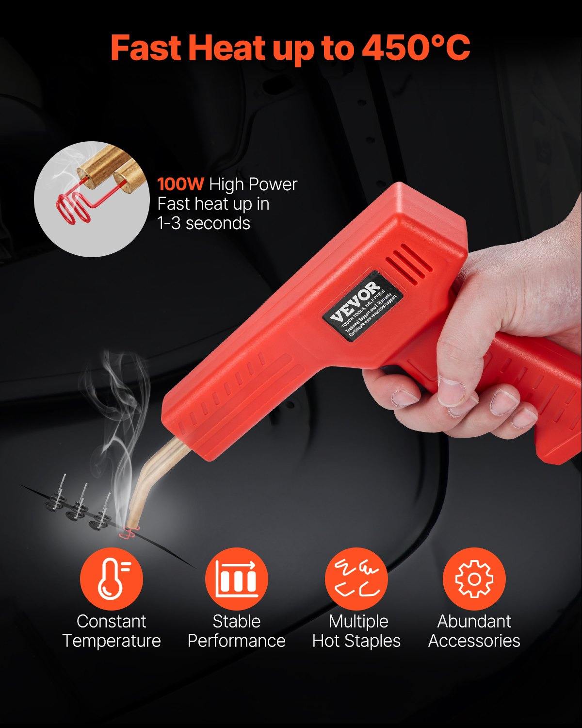 Plastic Welder, 100W Plastic Welding Gun With 800PCS Hot Staples, Professional Hot Staple Welding Gun, Plastic Car Bumper Repair Kit With LED Light For Kayak, Toys, Plastic Crack Repair
