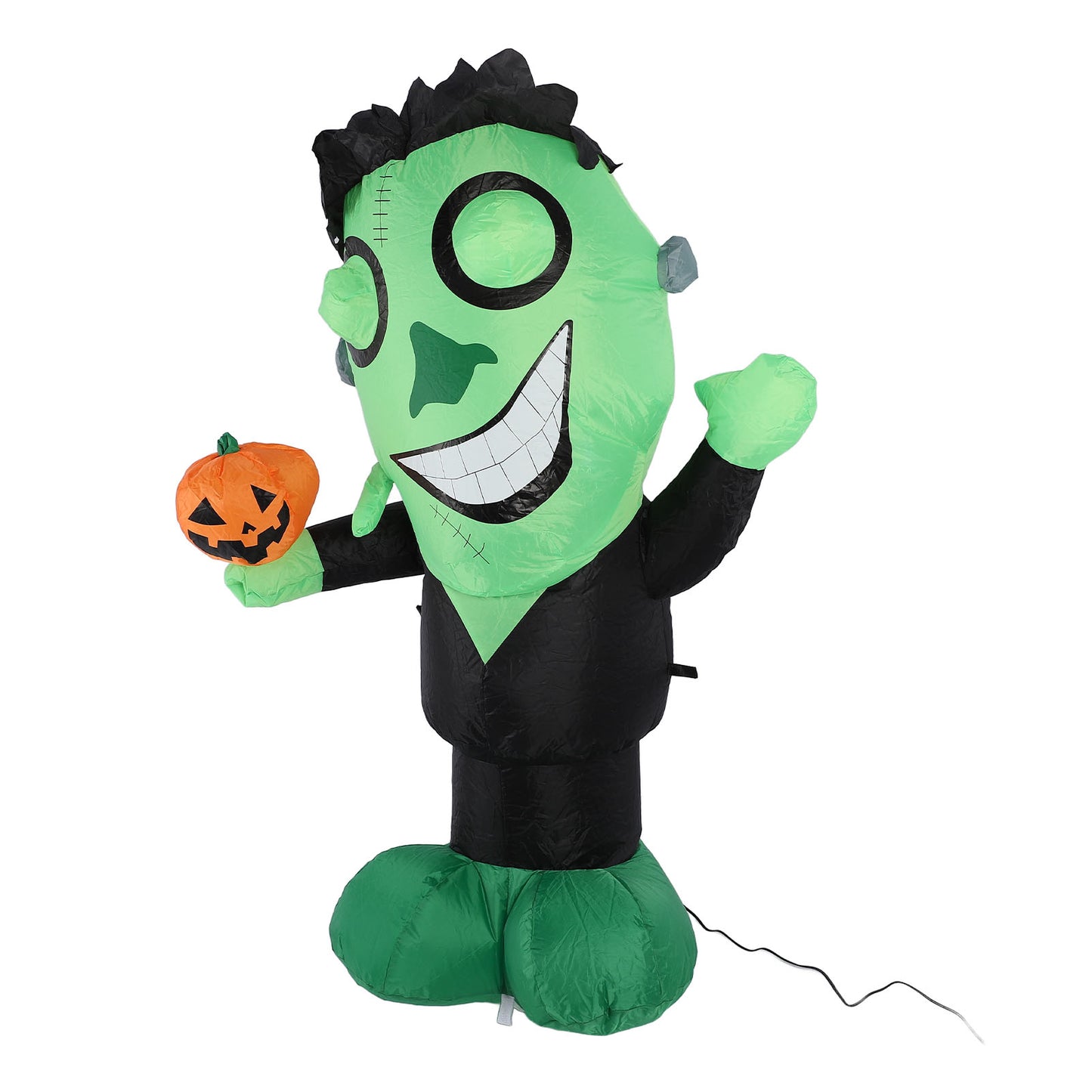 3.9ft Inflatable Green Monster With Pumpkin Big Eyes LED Lights Outdoor Yard Garden Lawn Holiday Party Decor IP44 Water Resistant US Plug 100‑120V