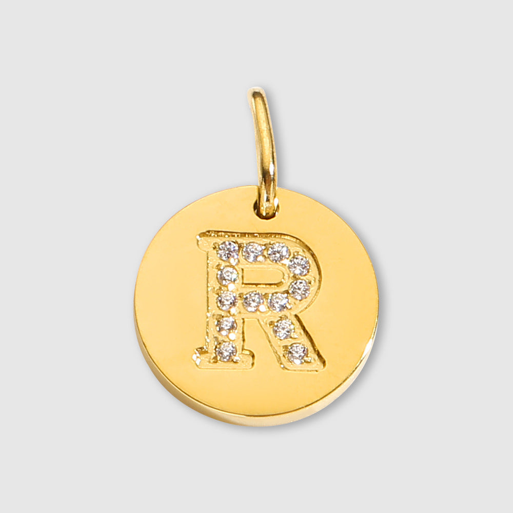 Diamond-Encrusted Jewelry Accessories Stainless Steel Letter Pendant