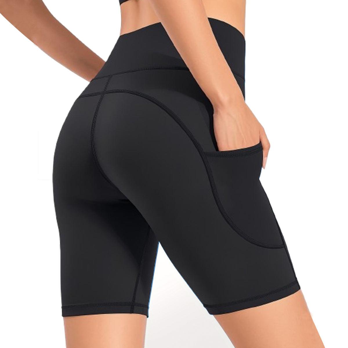 Nude Feel Five Points Yoga Pants Women's Pocket Cycling Pants