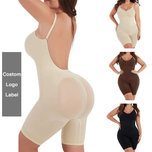 Cross-Border Summer Sexy Tummy Control, Butt Lift, Beautiful Back, Backless, Small Chest Push-Up, Slim Fit, Belly-Covering Body Shaping Jumpsuit