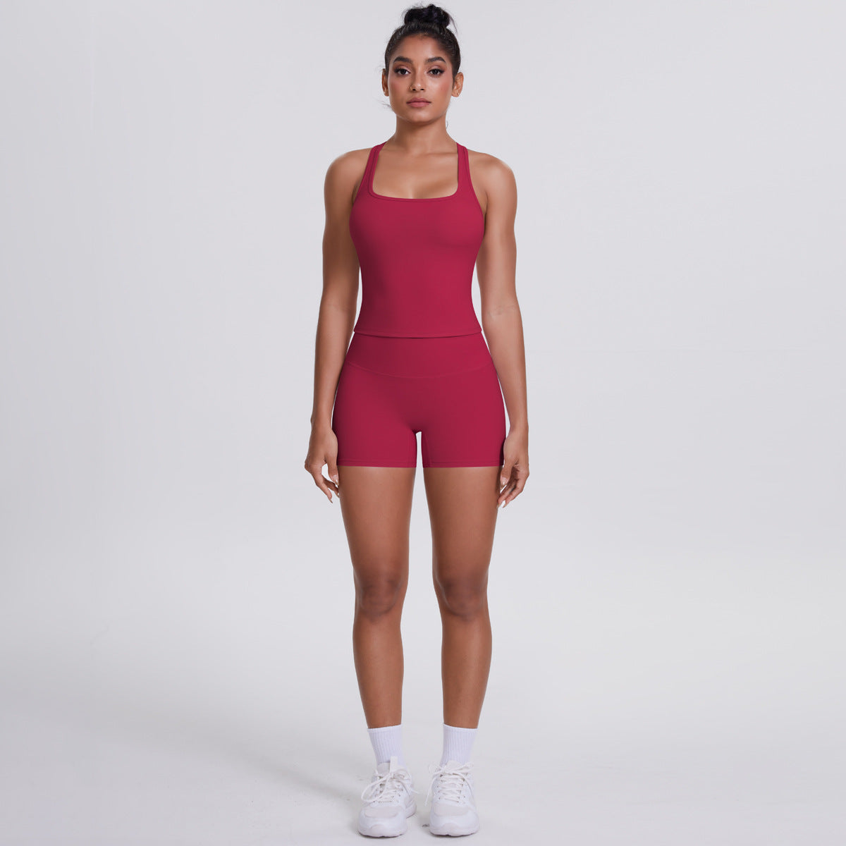 Brushed Outdoor Leisure Running Yoga Clothes Beauty Back Hip Raise Skinny Shorts Suit