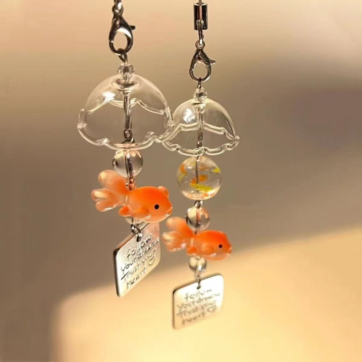 Goldfish Dream Handmade Beaded Pendant Small Fish Wind Chimes Mobile Phone Charm