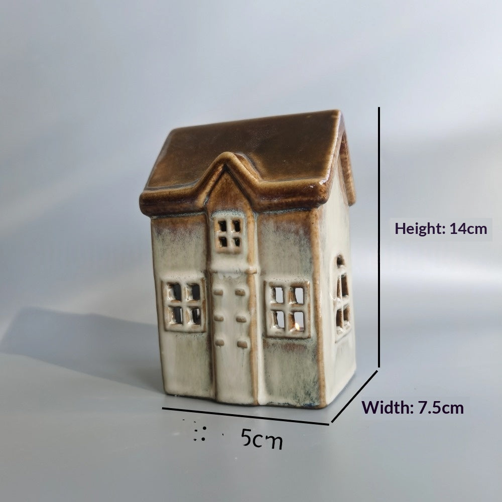 European-style Christmas House Tea Light Ceramic Ornament