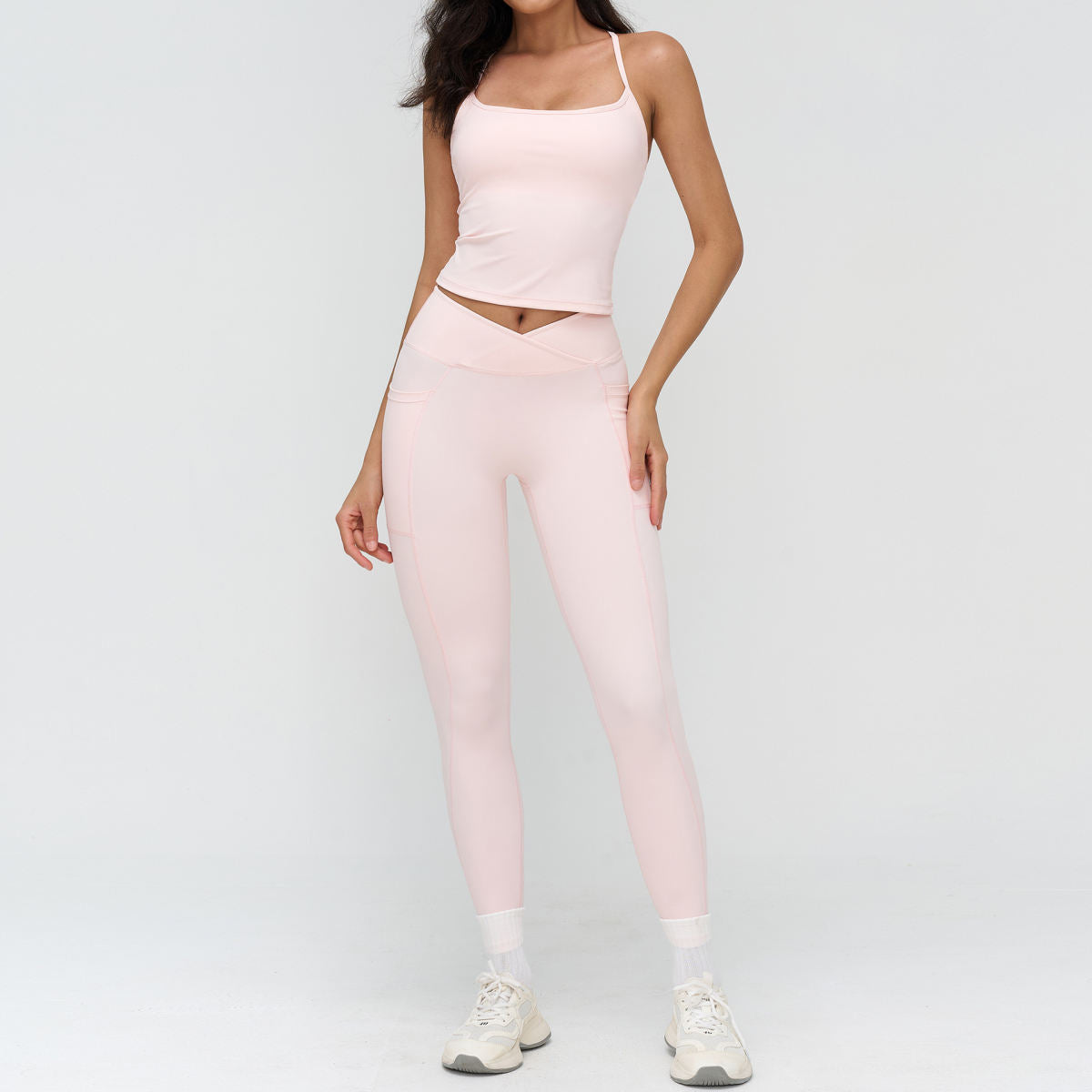 Womens Solid-Colored Yoga Set With Stand Collar And Zipper Outdoor Casual Suit