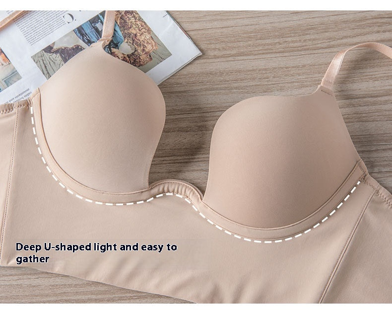 Women's Underwear Small Chest Gathered Without Trace Halter Tops Beauty Back Breast Holding Anti-sagging