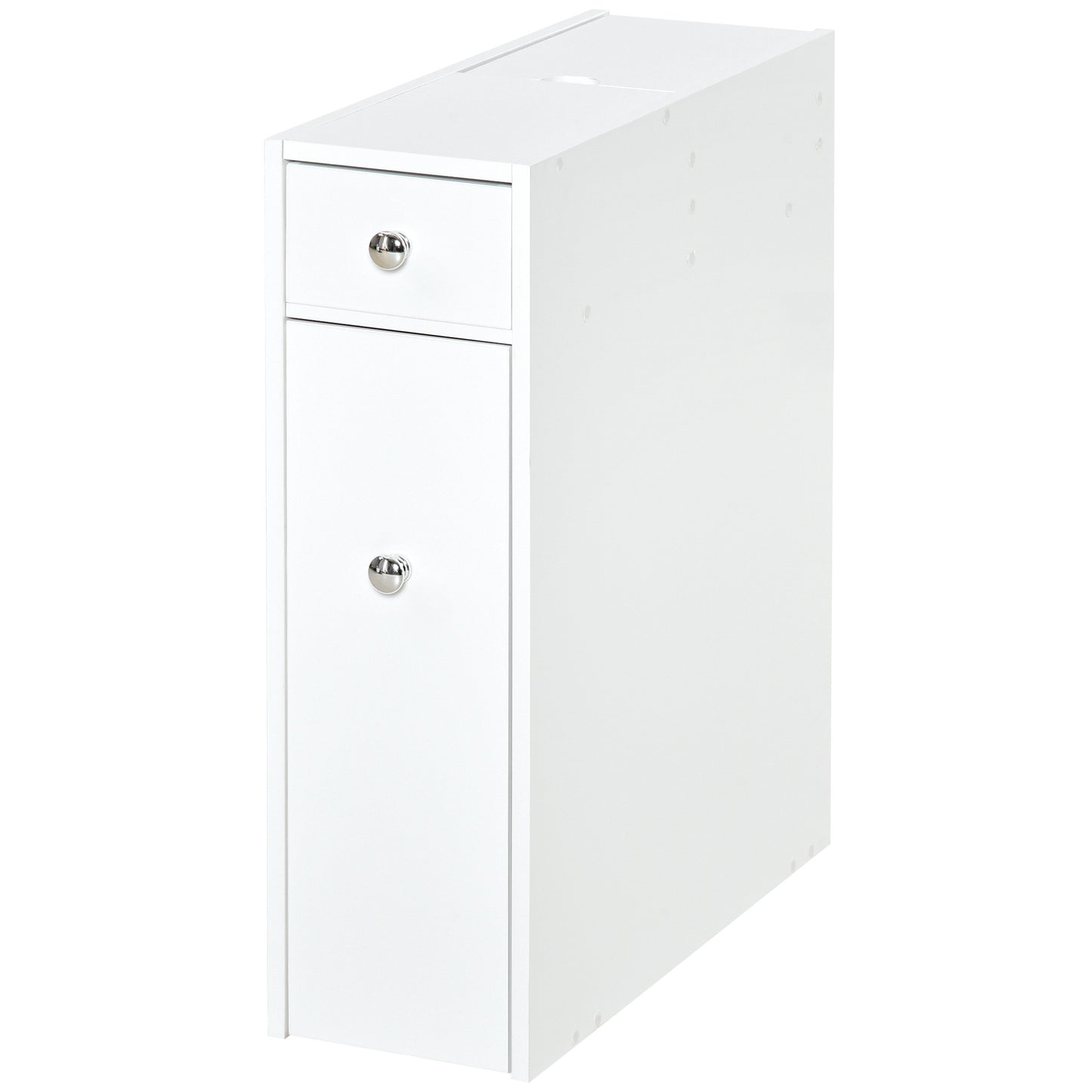 Bathroom Slim Floor Cabinet Narrow Wooden Storage Home Bath Toilet Cupboard Organiser Unit With Drawers White