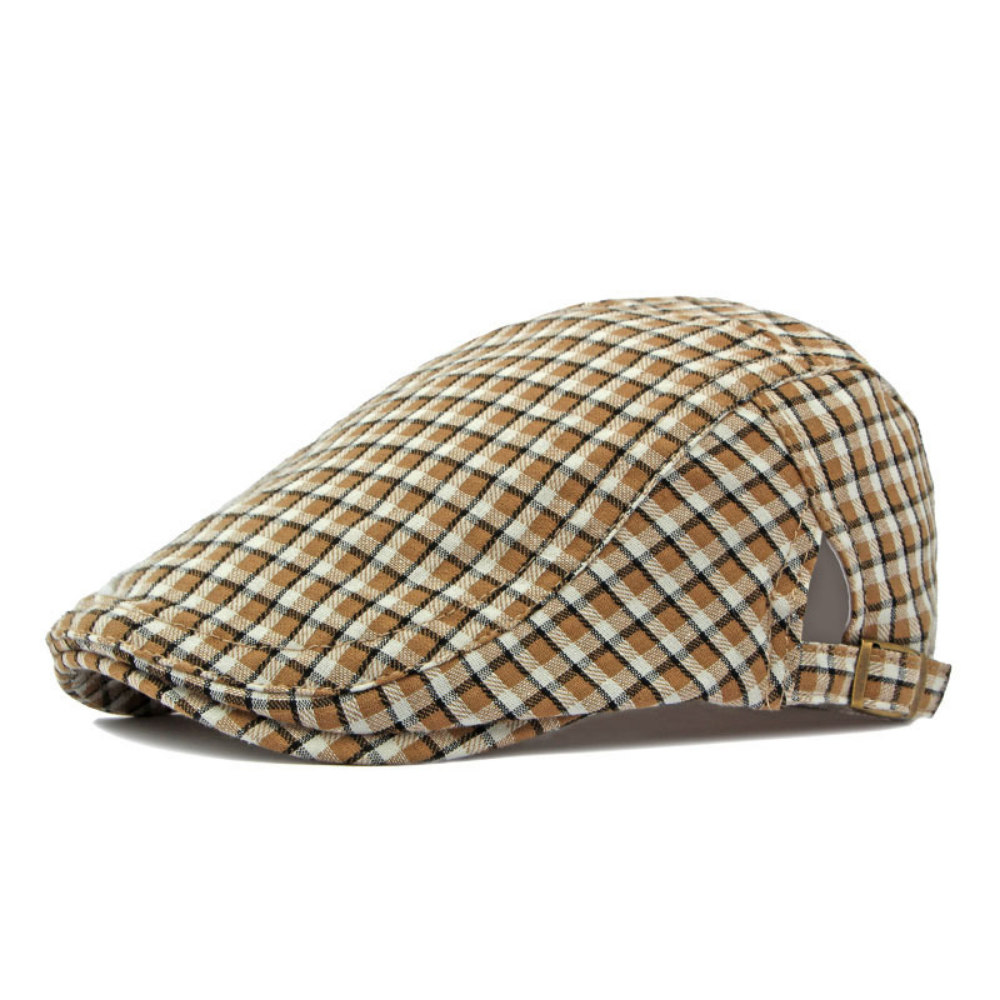 Men's And Women's Identical Small-checkered Soft-top Adjustable Simple Casual Style Forward Hat, Suitable For Outdoor Outings, Daily Commutes And Leisure Activities.