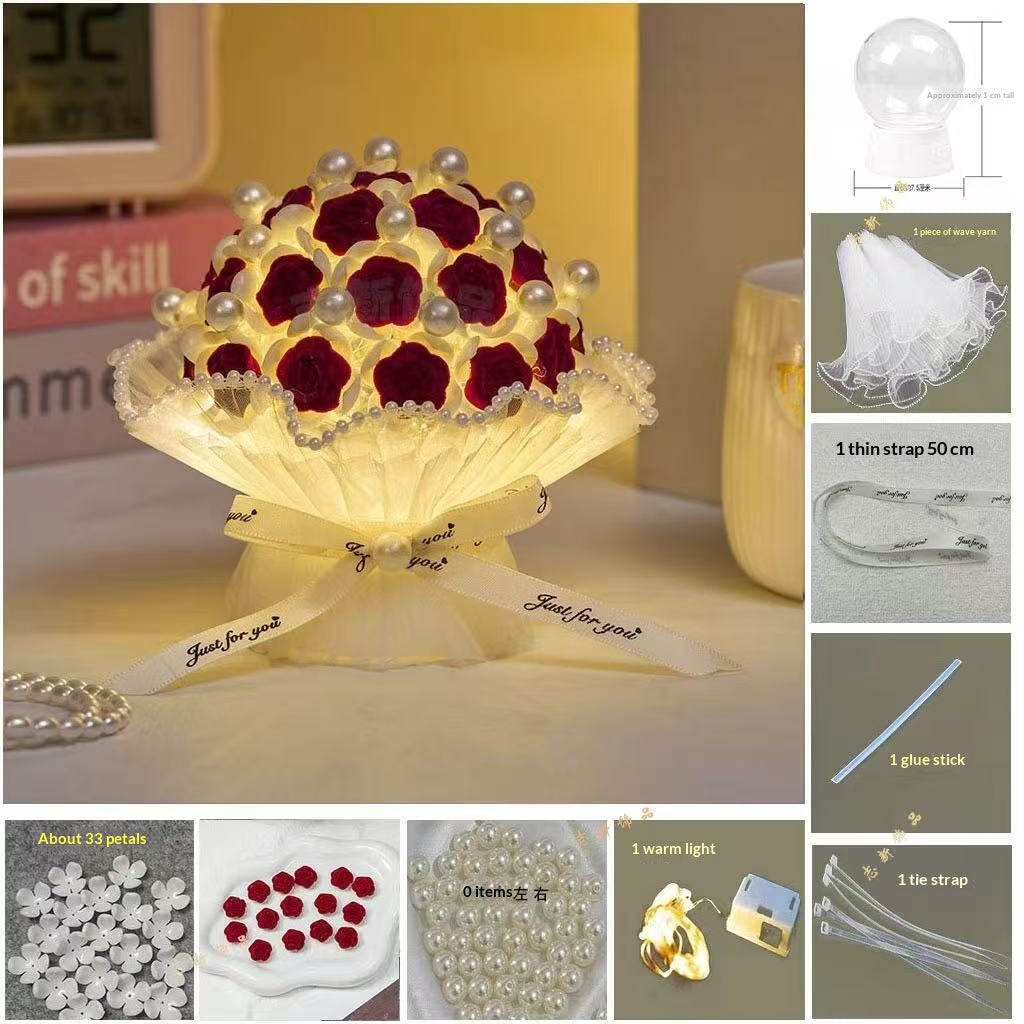 Handwoven DIY Rose Night Light Bouquet Gift