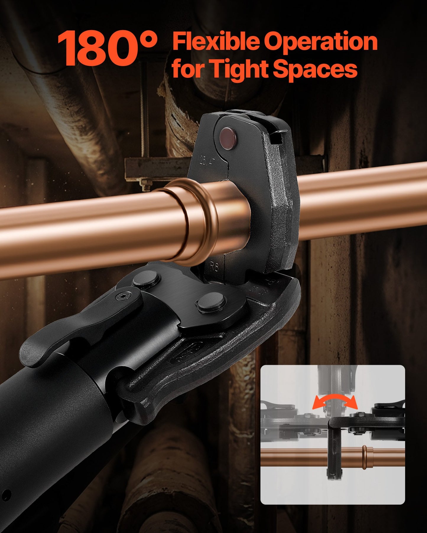 Press Actuator For Compact Series Press Tools, Compatible With 1/2", 3/4", 1" & 1-1/4" Press Rings For ProPress Copper Pipes - Works With 24KN Press Tools (Ring NOT Included)