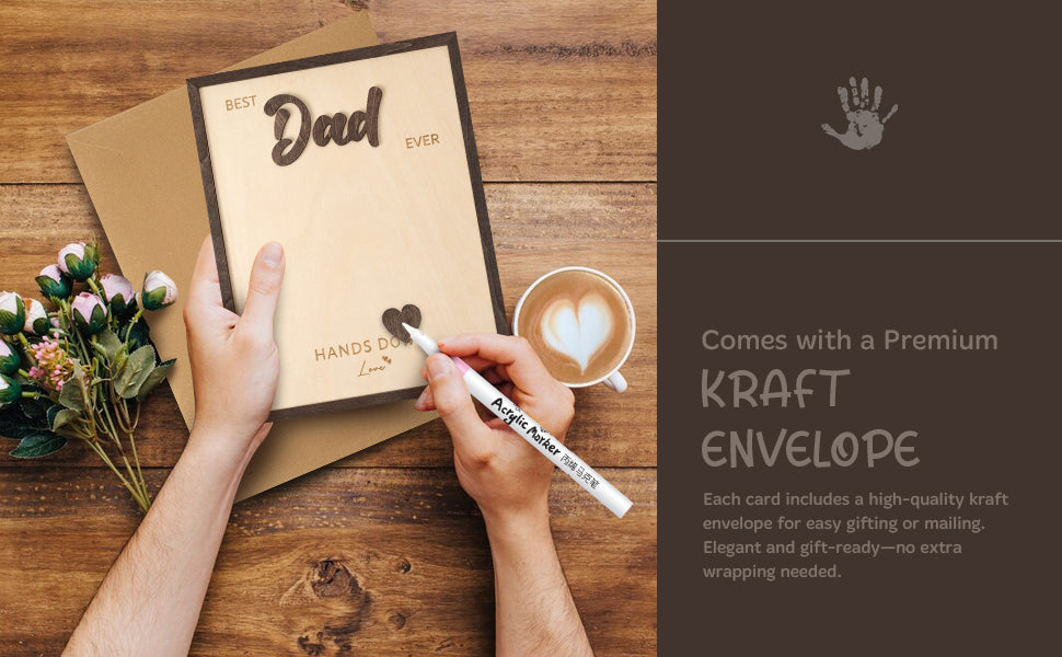 Personalized Best Dad Ever Hands Down Wooden Handprint Sign, Custom DIY Handprint Plaque With Detachable Name Cutouts, Father's Day Birthday Keepsake Gift For Dad Papa Grandpa From Kids Son Daughter