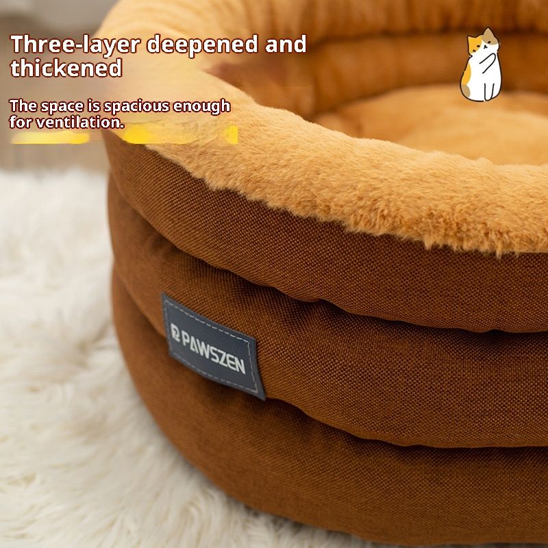 Round Pet Bed Winter Thickened Large Kennel