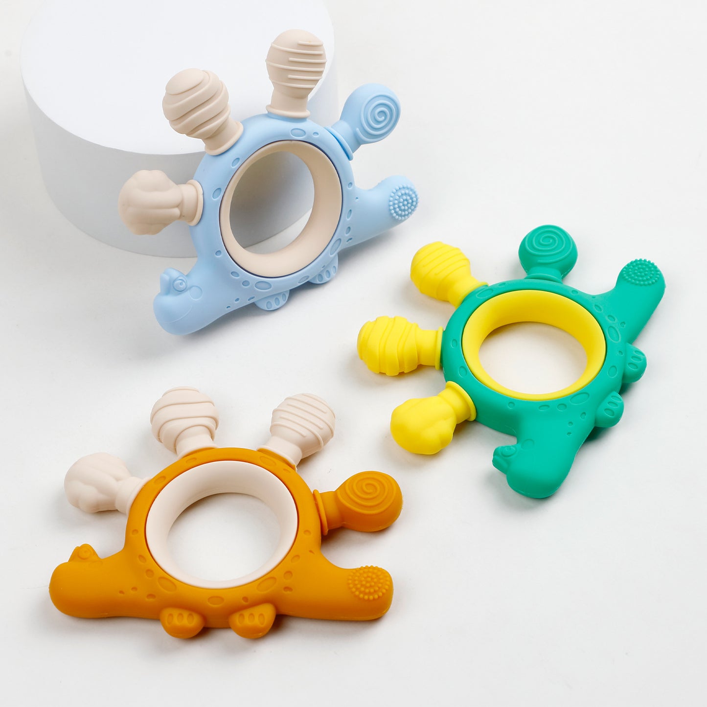 Food-grade Silicone Two-tone Dinosaur Animal Teether