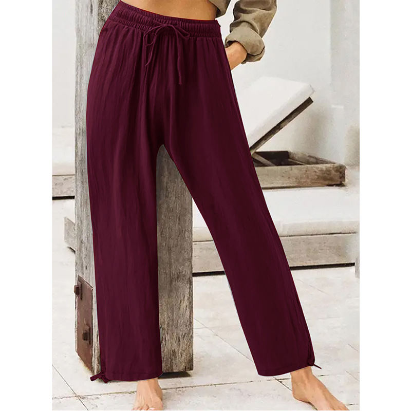 Womens Solid-Color Summer Casual Home Pants