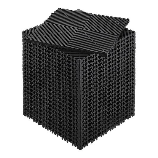 Interlocking Drainage Mat, 12” X 12” Modular Interlocking Cushion, 24 Pcs Splicing Drainage Mats, Non-Slip Black PP Drainage Floor Tile And Shower Mat, For Garage, Garden, Kitchen & Outdoor