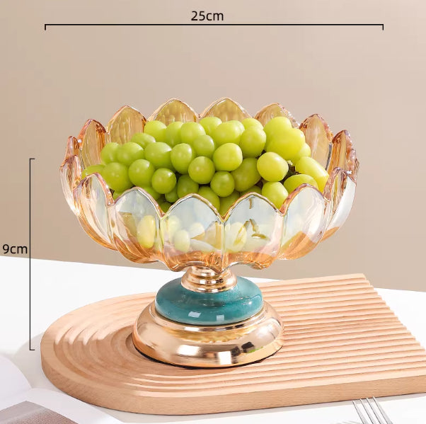 Glass Fruit Bowl Living Room Home Fruit Plate Coffee Table Crystal Decoration Front Desk Candy Tray Tall
