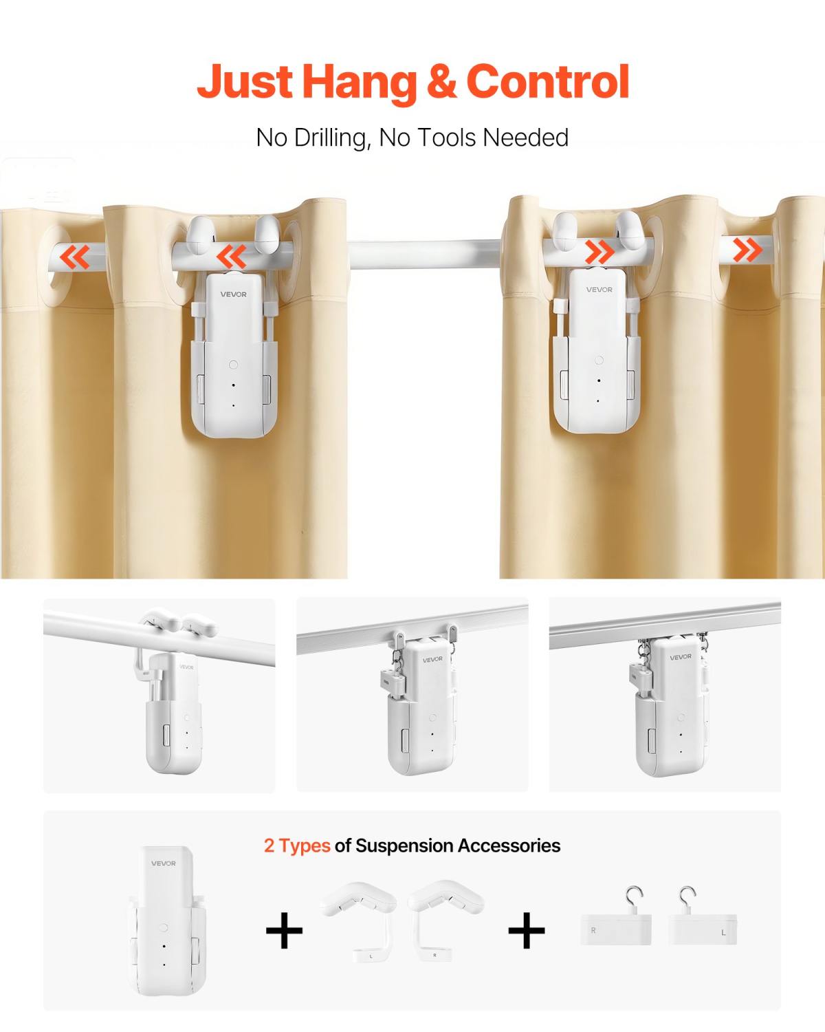 Automatic Curtain Opener, 2 Pack, APP And Remote Control, Hub Included, Electric Smart Curtain Opener Compatible With Alexa And Google Home, Timed Opening And Closing, For Roman Rods, U/I Rails