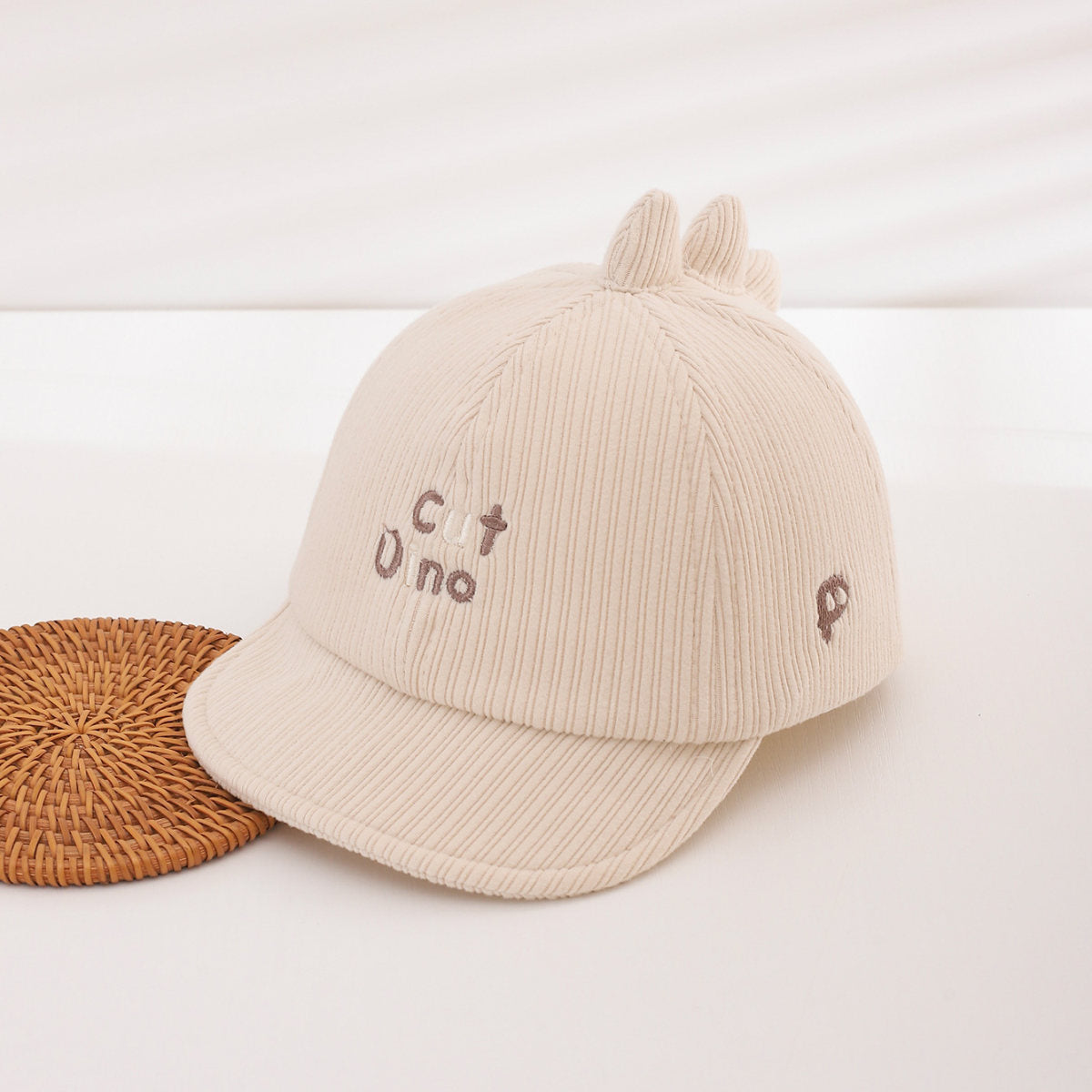 Boys And Girls' Corduroy Striped Embroidered Letter Cartoon Baseball Cap With A Top Band Suitable For Daily Outdoor Outings