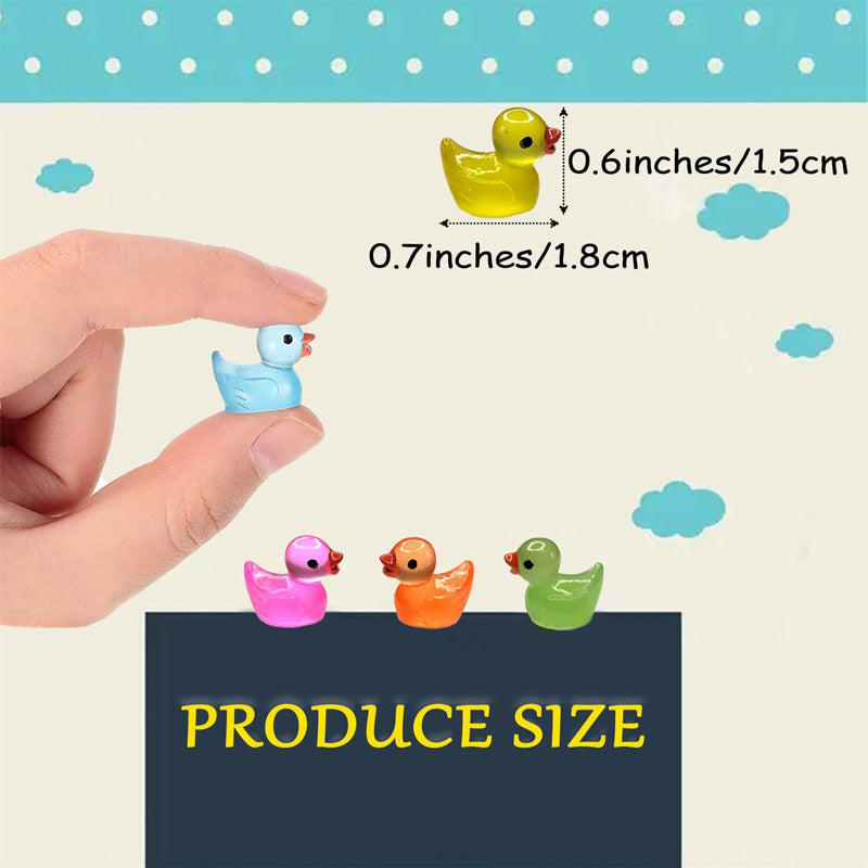 50 Pcs Mini Resin Ducks Luminous Tiny Ducks Miniature Duck Glow In The Dark For DIY Garden Dollhouse Duck Accessories Micro Landscape Aquarium Party Decor