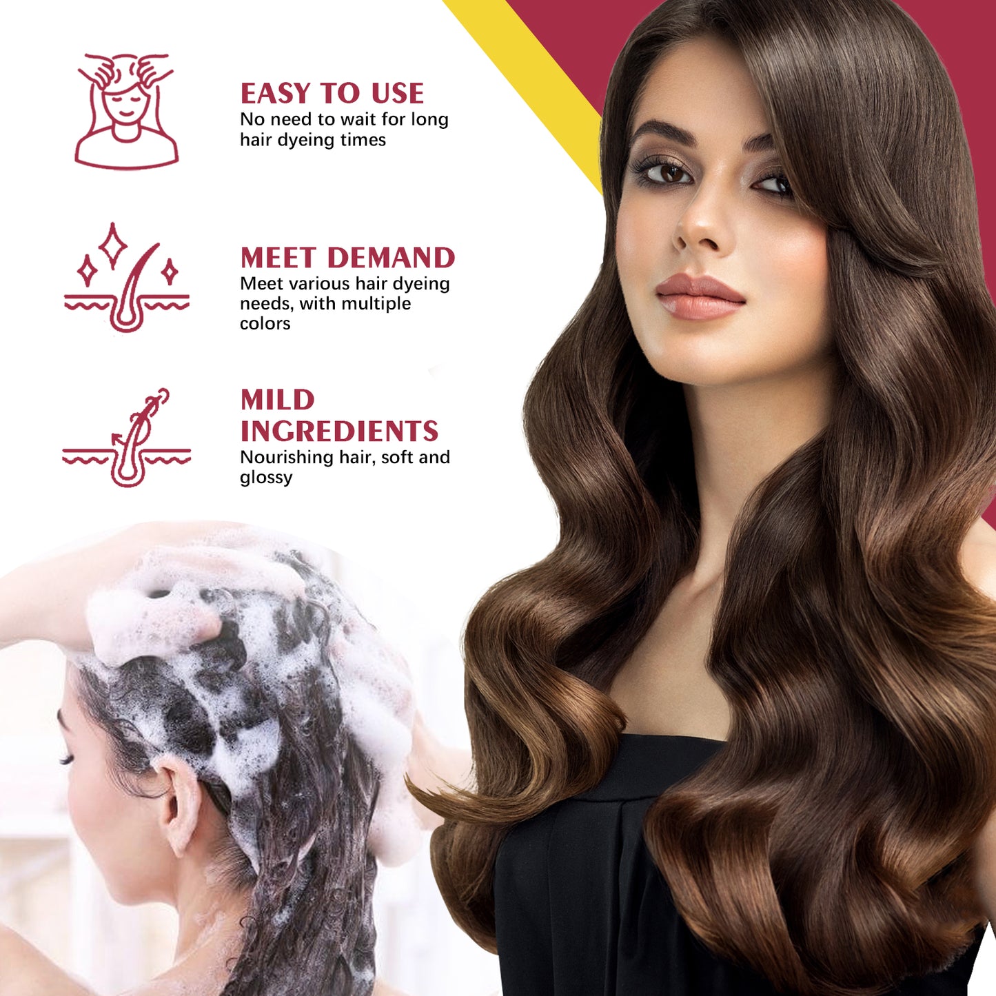EELHOE Black Hair Shampoo Series, Gentle, Non-Irritating And Moisturizing Scalp Easily Changing Color Hair Shampoo