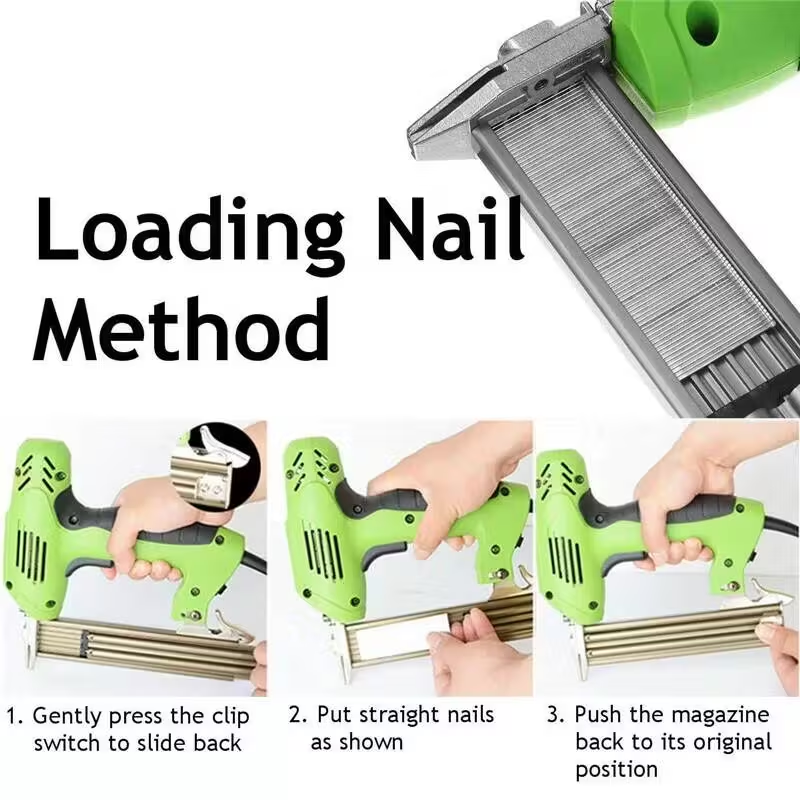 1800W Electric Heavy Duty Stapler Nailer - High Power Nail Gun For Carpentry With 1000 Nails Building Supplies
