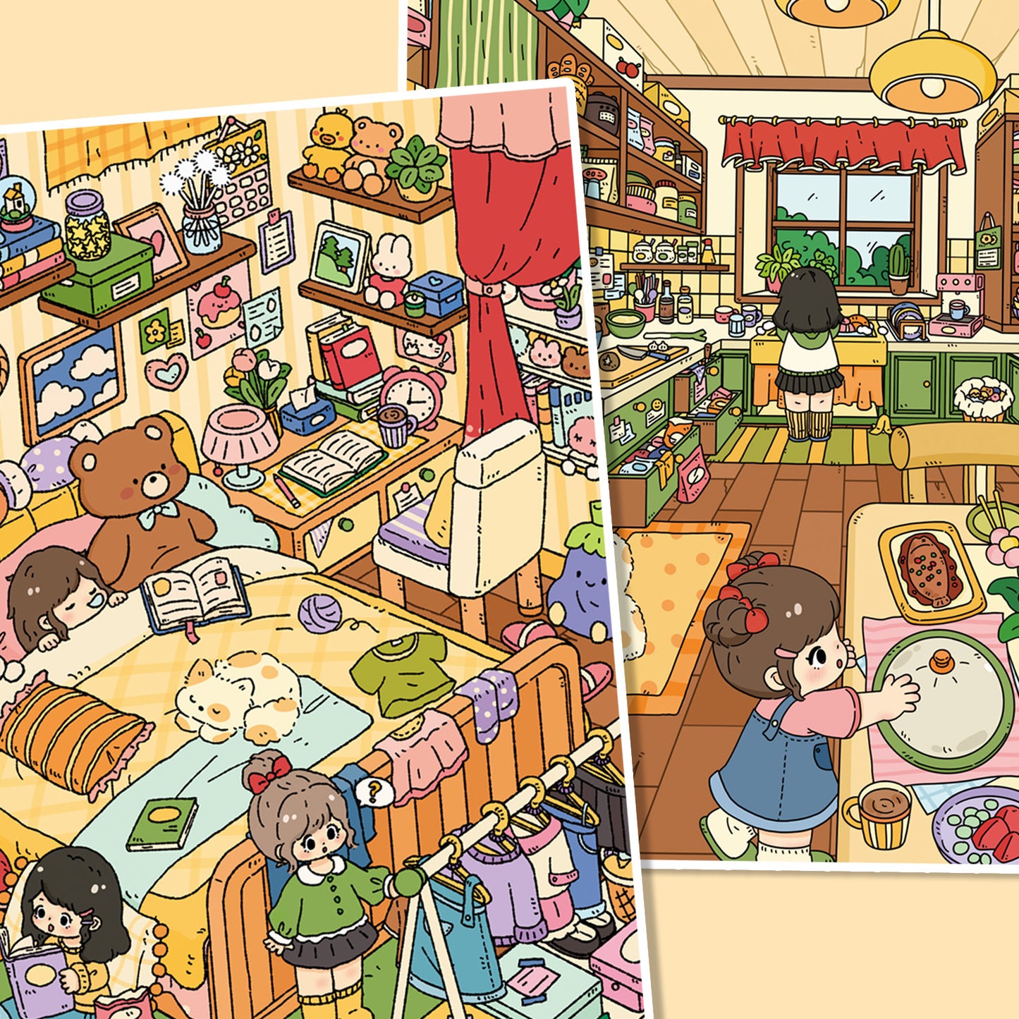 Bedroom And Kitchen Series 3D Scene Sticker Toys