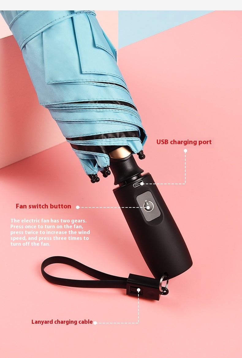 Cooling Folding Umbrella Advanced Sense Sunshade Charging Vinyl Sun Protective