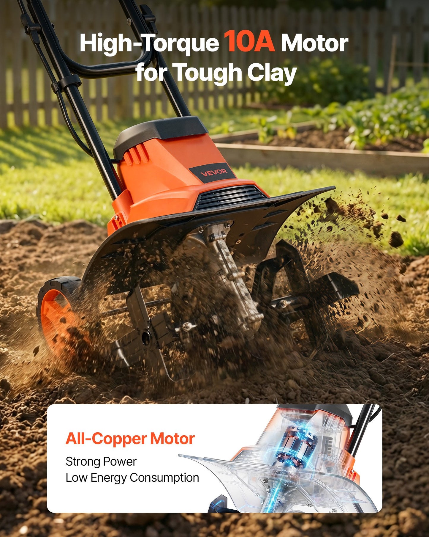Corded Electric Tiller, 14 Inch Tilling Width Garden Rototiller, 10-Amp Motor Heavy-Duty Tilling Machine, Cultivator With Steel Tines And Foldable Handle, For Lawn, Yard, And Gardening Care