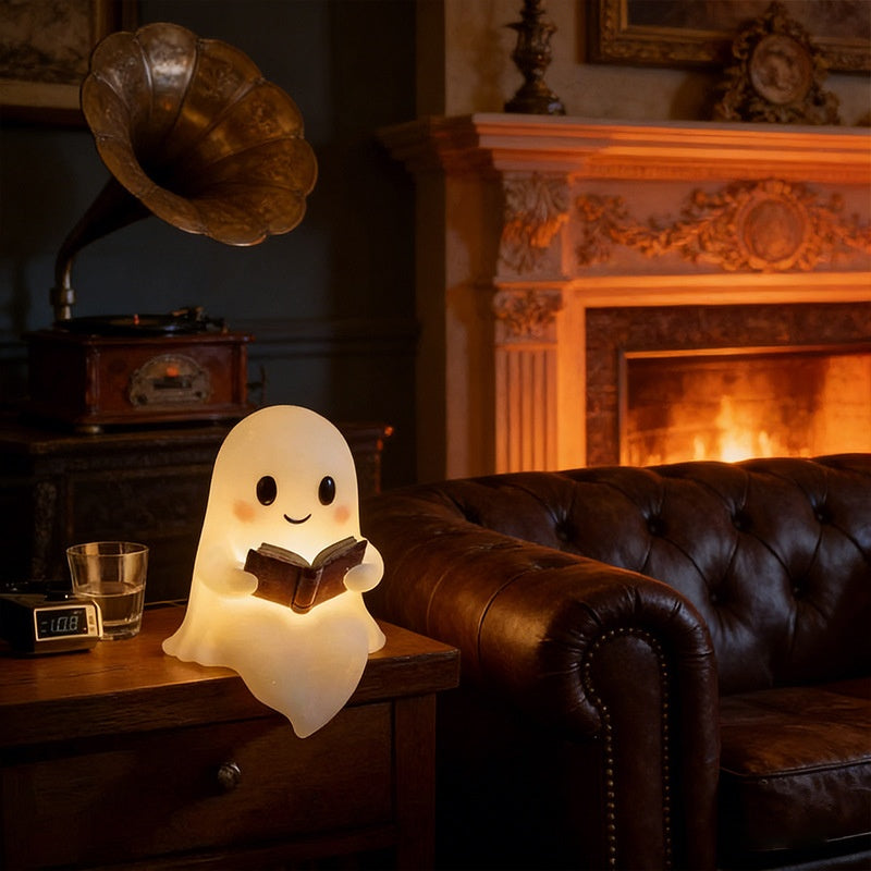 Halloween Ghost Reading Book Statue Ornament Resin Craft Home Decoration
