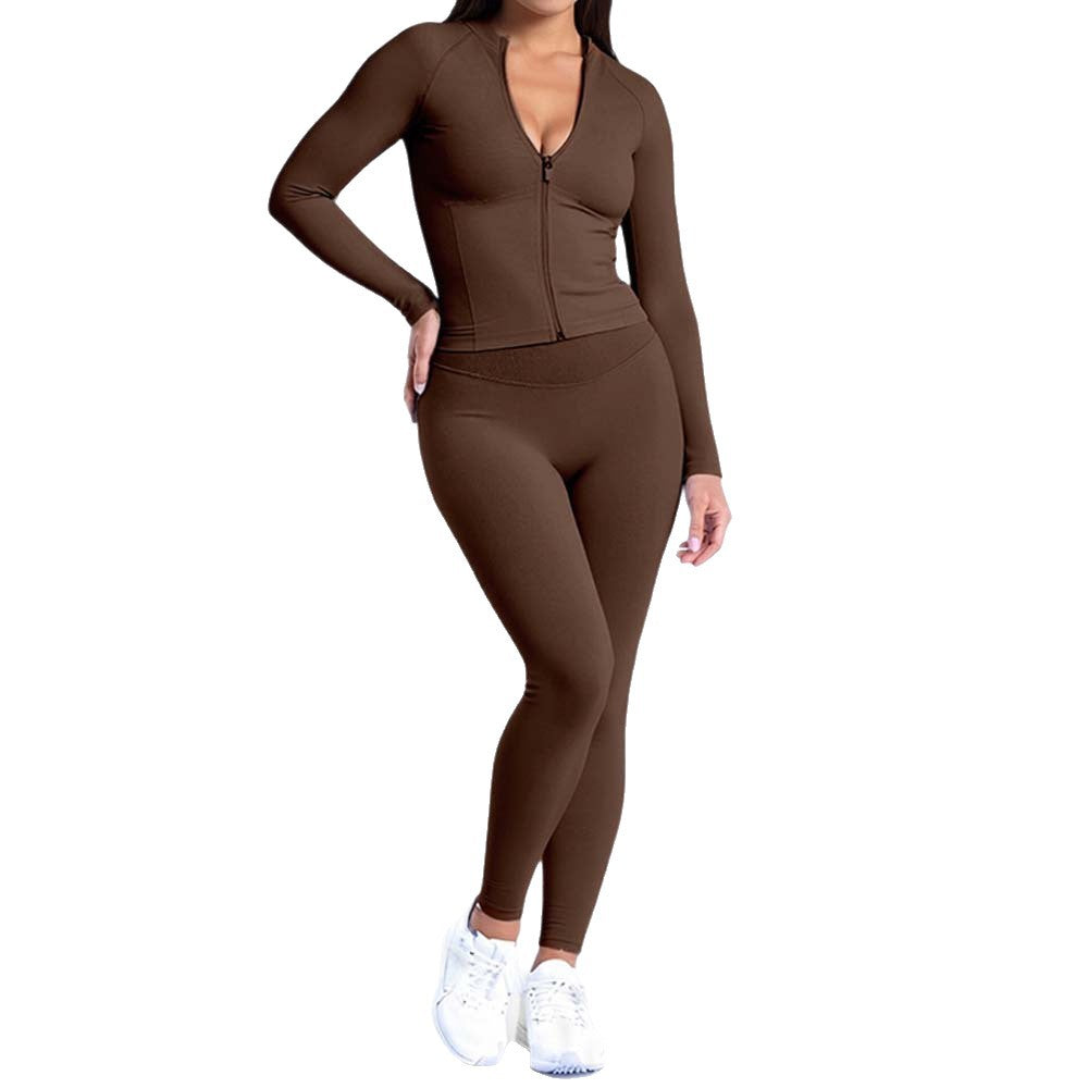 Slimming Long-Sleeve Yoga And Fitness Pants Set