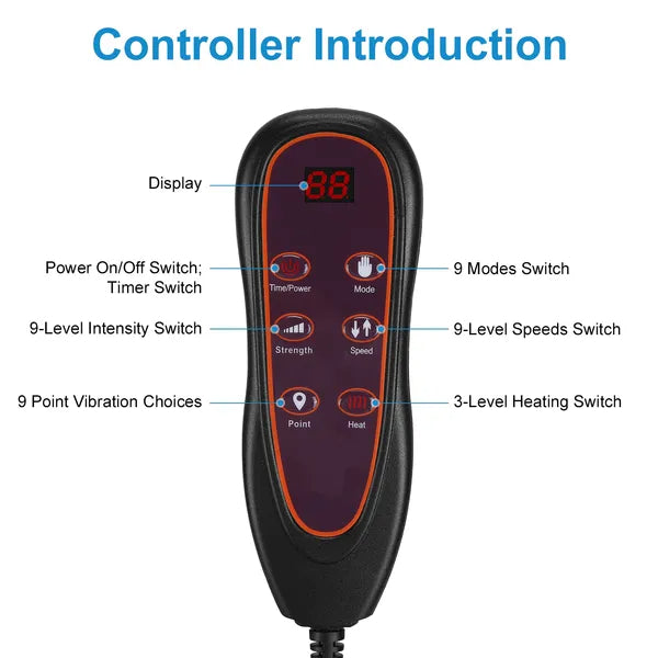 Full Body Electric Massage Mat With Heat Vibration Massage Pad Cushion Back Massage Mattress Chair Pad With Neck Massager Lumbar Pillow With 10 Vibration Motors 3 Timers Anti-Slip Bottom Earplugs