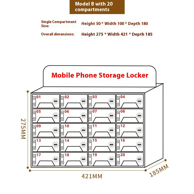 Acrylic Mobile Phone Storing Compartment With Charging Hole Transparent Storage Cabinet