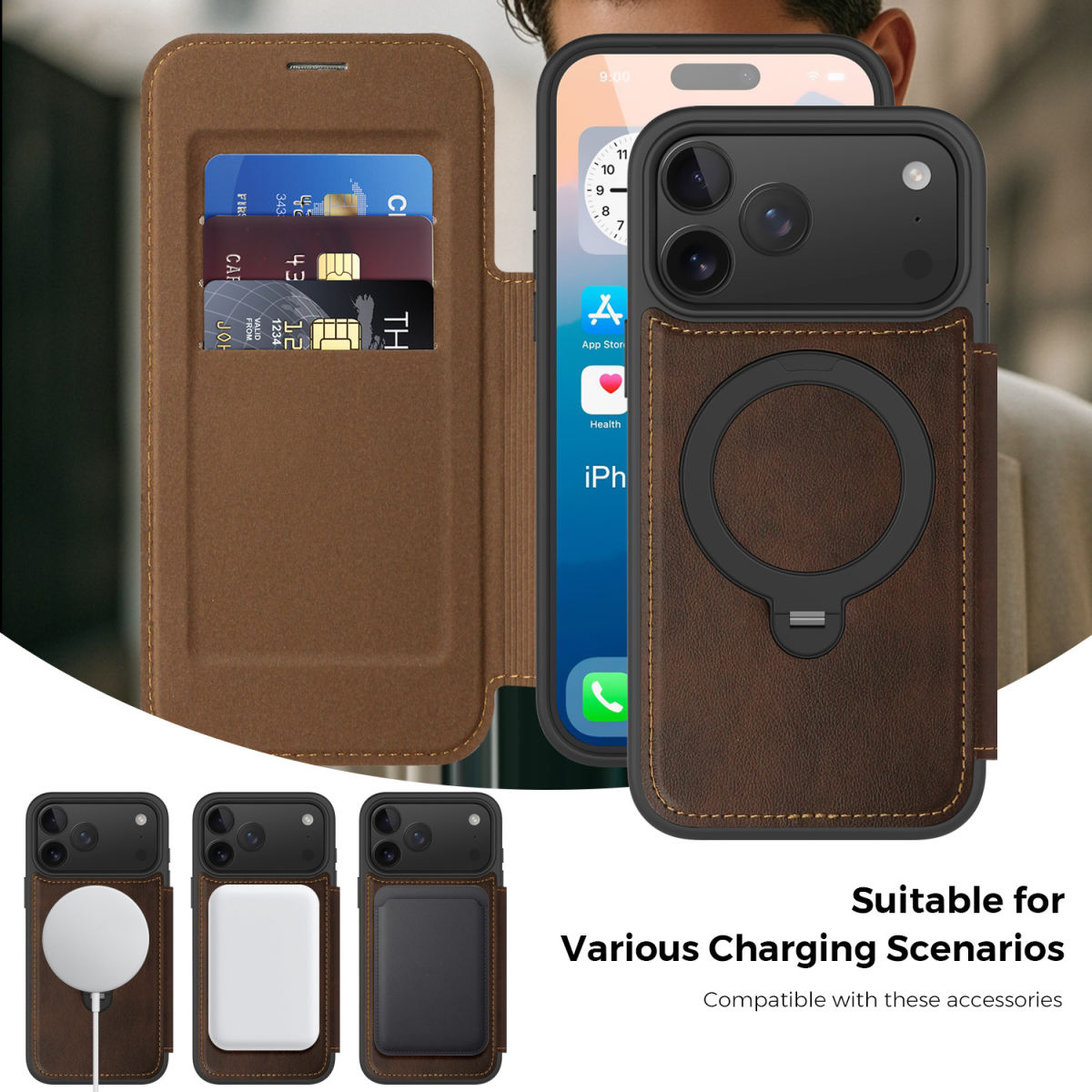 Magnetic Bracket Protection Mobile Phone Shell Flip Leather Case