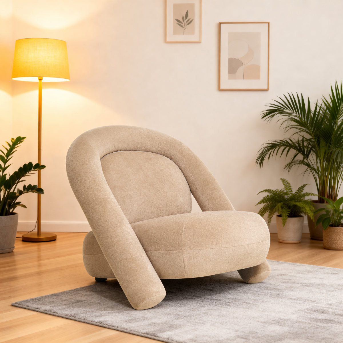 Lounge Chair,accent Chair, 32inch Velvet Fabric Decorative Clubchair, With Special Design, Suitable For Living Room, Study, Office Or Leisure Area, Darkbeige