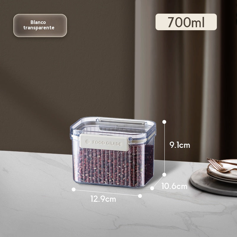 Black  White   Food Grade Clear Plastic Airtight Storage Containers, Square Thickened Jars With Lids For Grains, Cereal & Dry Food