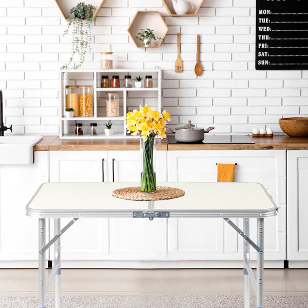 90 X 60 X 70cm Home Use Aluminum Alloy Folding Table White