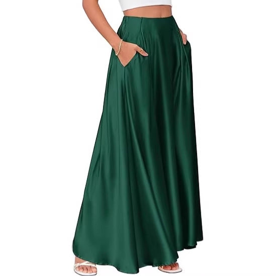 New Elegant Solid-color Pocket Dress For Women