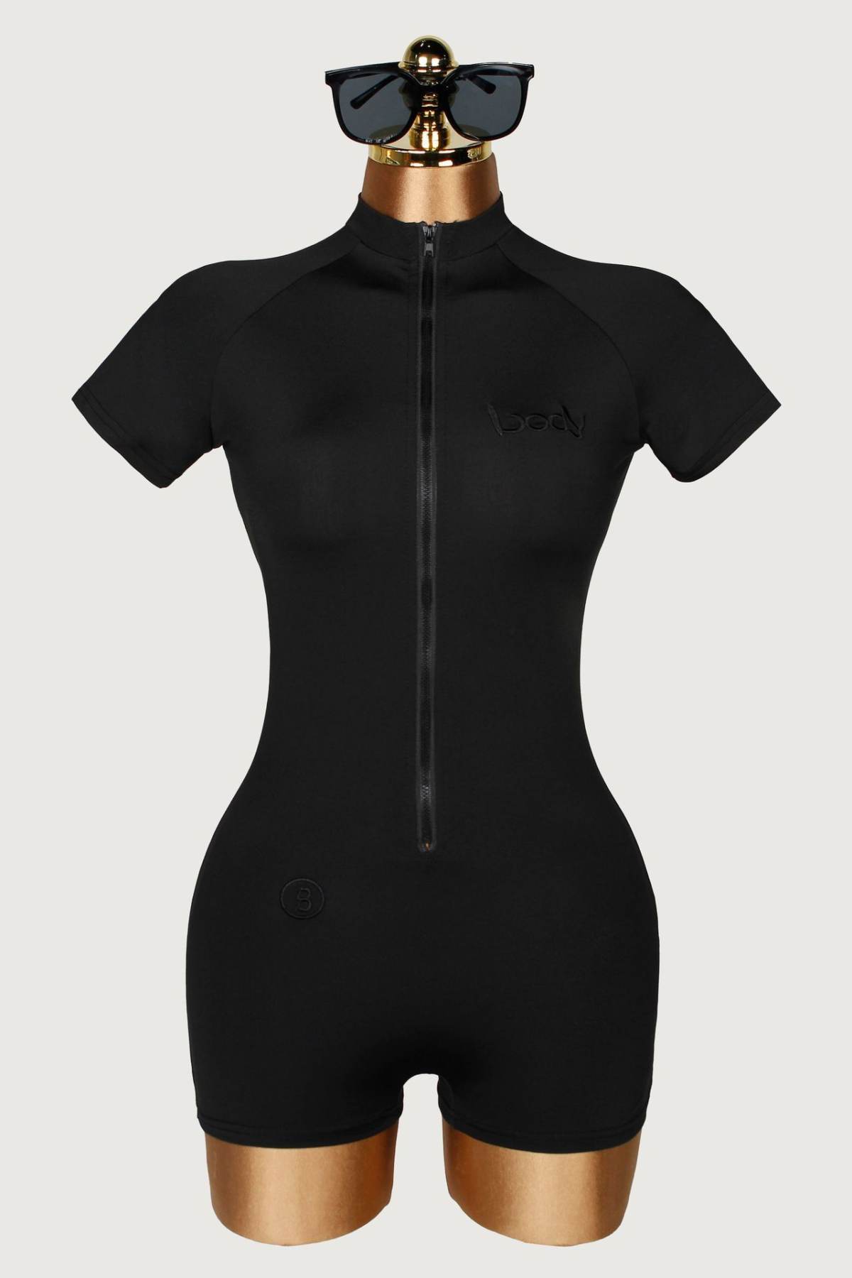 Womens Summer Zippered Short-Sleeve Yoga Jumpsuit
