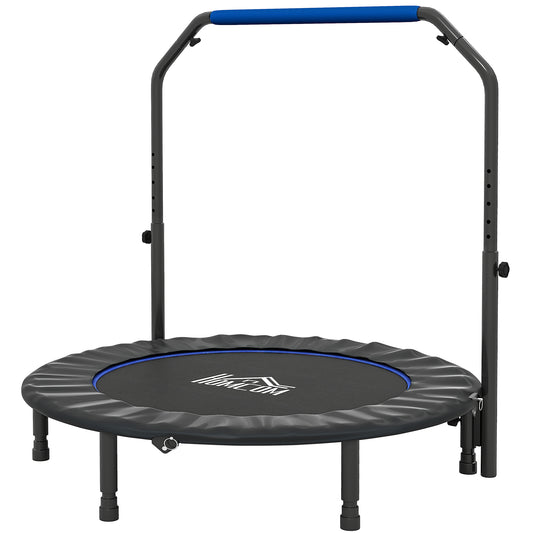 48" Foldable Mini Fitness Trampoline, With Adjustable Foam Handle, Blue