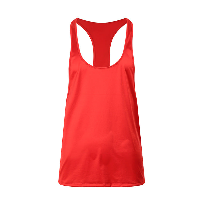 Solid Color Fitness Tank Top With Round Neck And Thin Straps For Sweat Absorption