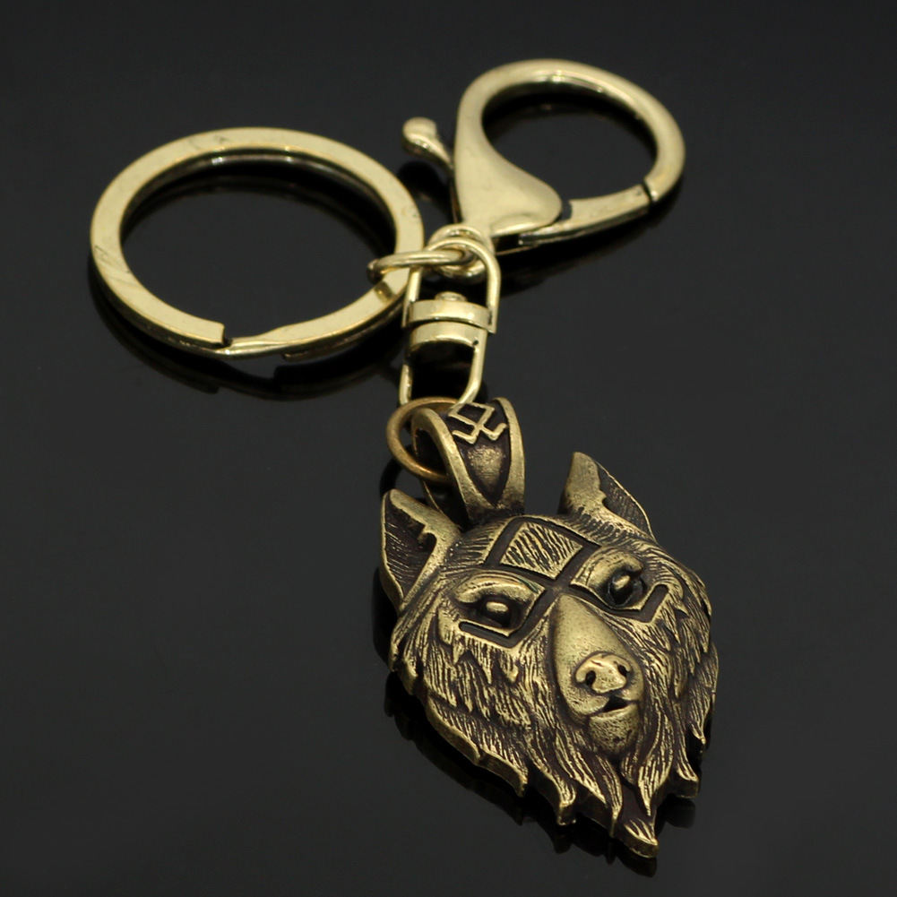Viking Series Wolf Head Key Chain Accessories