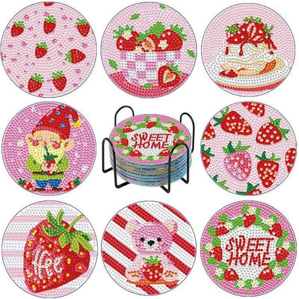 Diamond Art Drawing Coaster With Bracket, DIY Valentine's Day Pattern Diamond Art Coaster, Suitable For Adults And Beginners Diamond Drawing Kit, Diamond Kit Craft Supplies, Exquisite Gifts For Friend