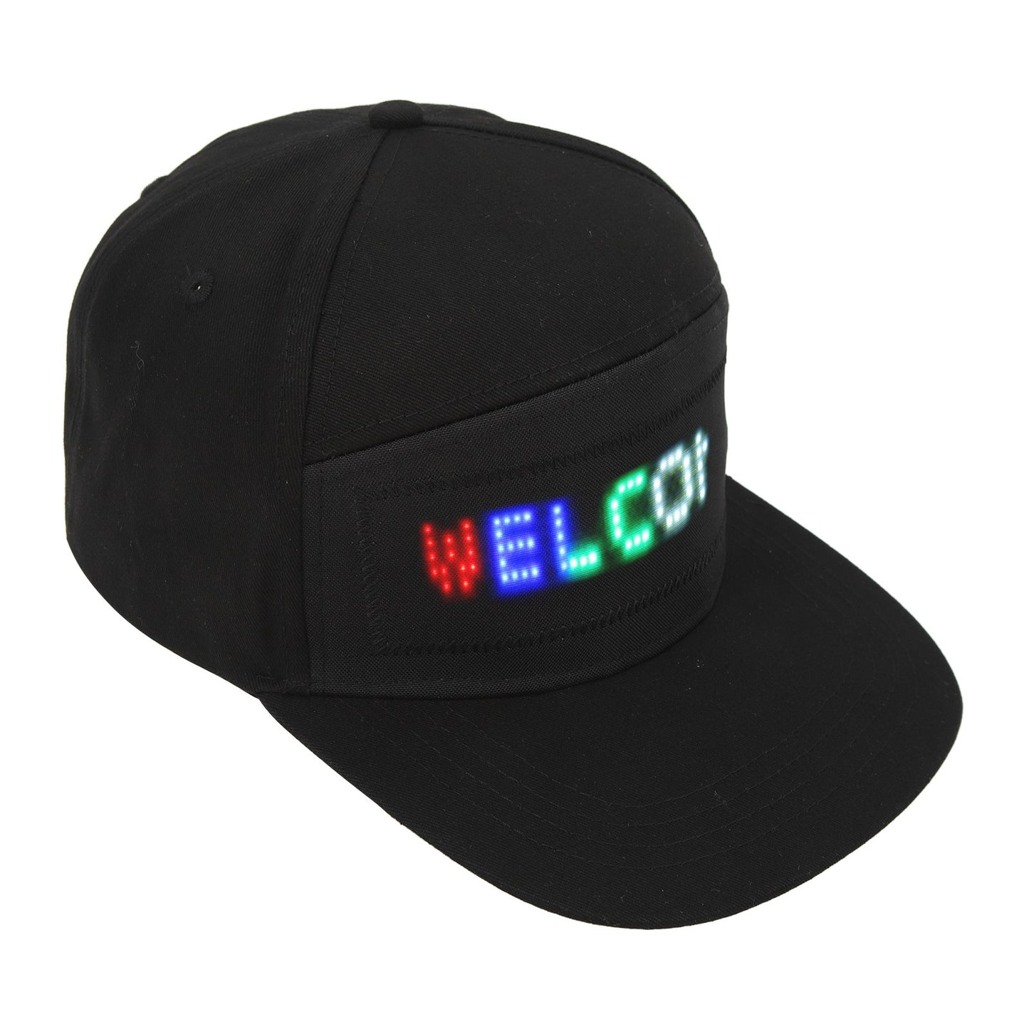 LED Cap Programmable Bluetooth APP Control Editable Colorful LED Hat For Outdoor Concert Carnival Black