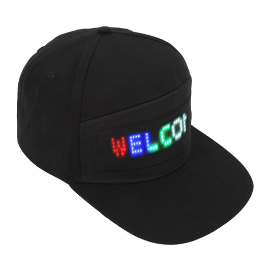 LED Cap Programmable Bluetooth APP Control Editable Colorful LED Hat For Outdoor Concert Carnival Black