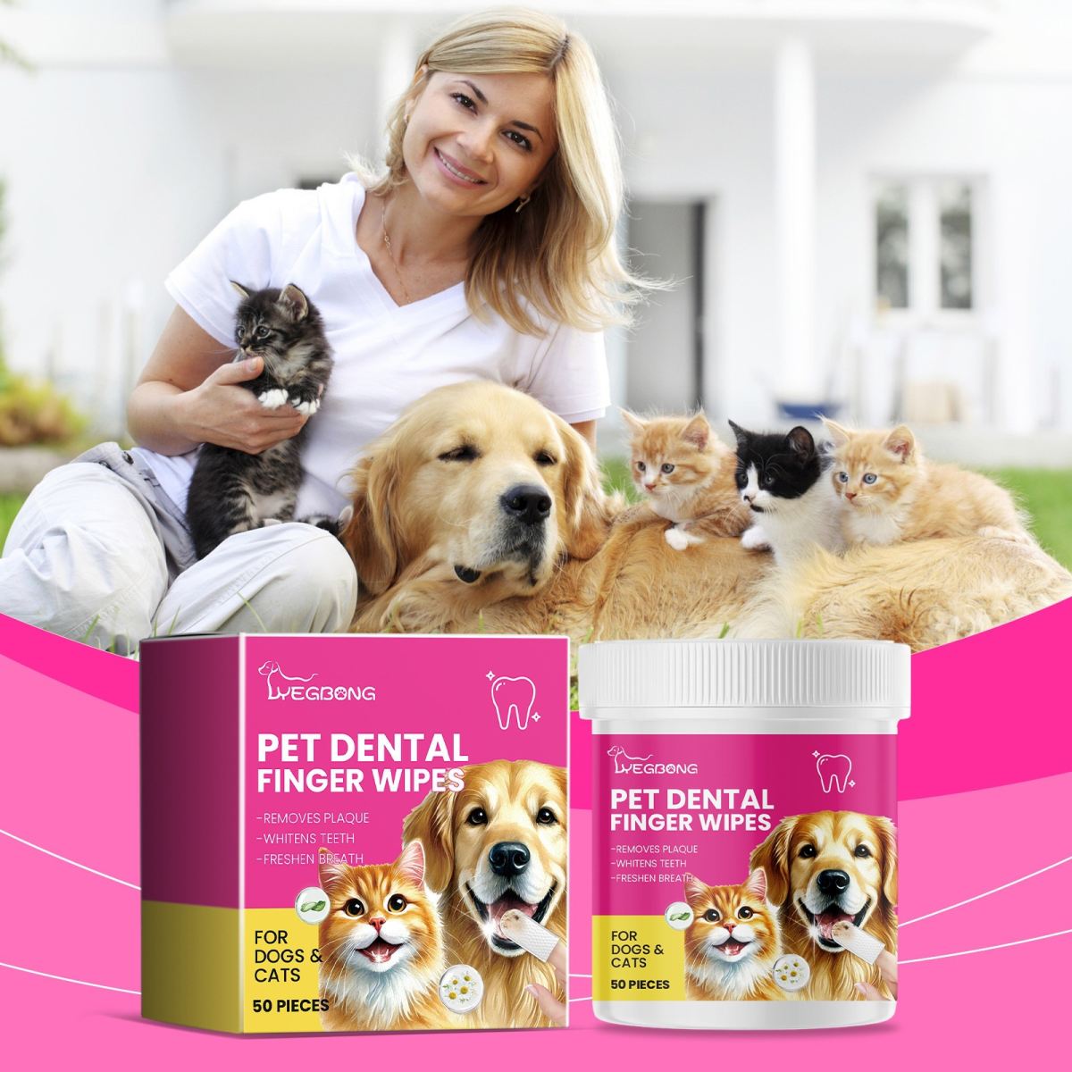 Pet Dental Cleaning Finger Wipes